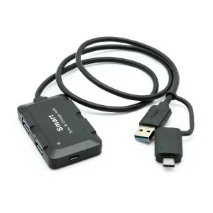 Dynamode USB-C Type-C To Dual-Personality 4-Port USB3 Hub & Pd Charge - Black