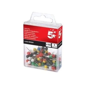 5 Star 5mm Map Pins Head Assorted Pack of 100