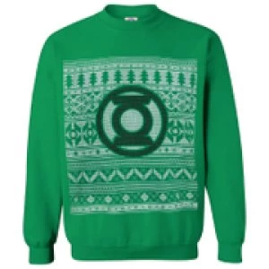 DC Comics Mens Green Lantern Christmas Fairisle Sweatshirt - Green - M