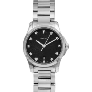G-Timeless Quartz Black Dial With Charms Hour Markers Ladies Watch