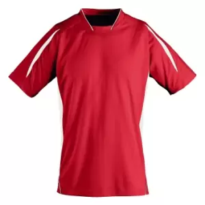 SOLS Childrens/Kids Maracana 2 Short Sleeve Football T-Shirt (12 Years) (Red/White)
