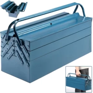 Steel Tool Box Blue 530x200x210mm Lockable Tool Case Metal Empty Large Big 5 Pieces Pcs Montage Assembly Division Extendable Compartments Oil