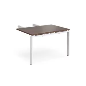 Adapt add on unit double return desk 800mm x 1200mm - white frame and walnut top