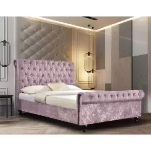Arisa Upholstered Beds - Crush Velvet, Small Double Size Frame, Pink - Pink