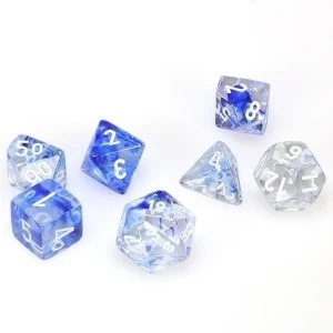 Chessex Poly 7 Dice Set: Nebula Dark Blue/white