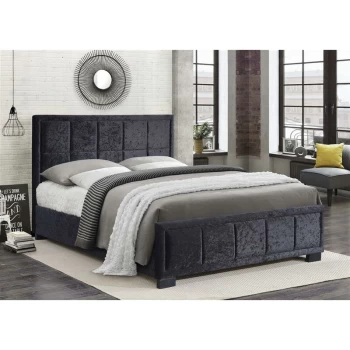 Birlea - Hannover Black Crushed Velvet Fabric Upholstered Bed Frame 4ft6 Double 135 cm