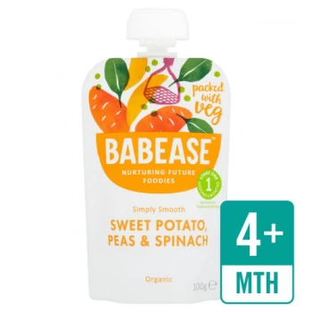 Babease Organic Sweet Potato Peas & Spinach 4m+ - 100g x 8