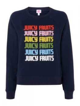 Juicy by Juicy Couture Crew Neck Terry Sweatshirt With Fruity Logo Blue
