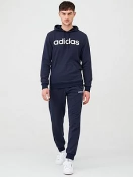 adidas Linear Logo Ovehead Hooded Tracksuit - Ink, Size S, Men
