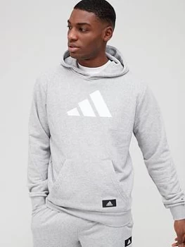 adidas Future Icons Sports Sweatshirt Hoodie - Medium Grey Heather, Size 2XL, Men