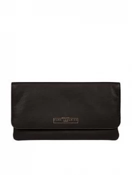 Pure Luxuries London Golders Leather Flap Over Clutch Bag - Black