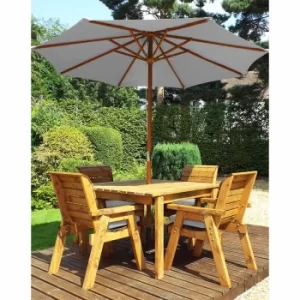 Charles Taylor Four Seater Square Table Set with Parasol, Grey