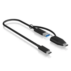 ICY BOX USB cable USB 3.2 2nd Gen (USB 3.1 2nd Gen) USB-C plug, USB-A plug 0.35 m Black 60836