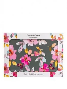 Summerhouse By Navigate Gardenia Grey Floral Placemats ; Set Of 4