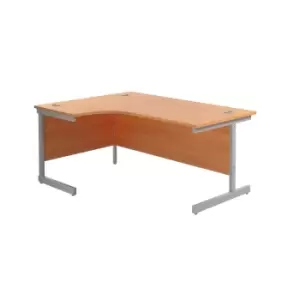 1600X1200 Single Upright Left Hand Radial Desk Beech - Silver + Desk High Ped