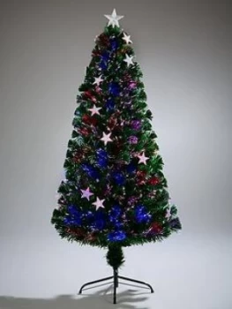 Festive 4ft Fibre Optic Silver Star Christmas Tree