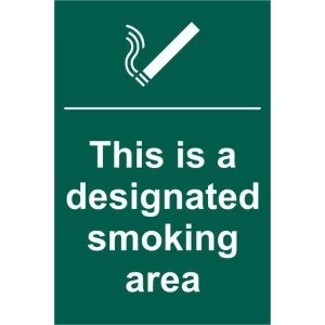 ASEC This Is A Designated Smoking Area 200mm x 300mm PVC Self Adhesive Sign