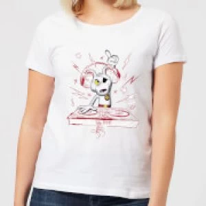 Danger Mouse DJ Womens T-Shirt - White - L