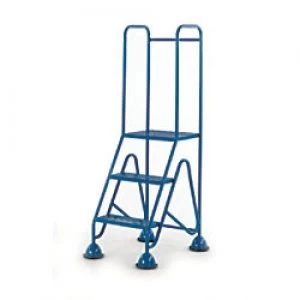 FORT Ladder with Mesh Tread and Full Handrail 3 Steps Blue Capacity: 150 kg