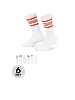 Boys, Nike Older Unisex Everyday Plus Crew Socks 6 Pair, Multi, Size M=10-12 Years