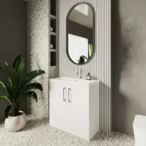 Arno Floor Standing 2-Door Vanity Unit with Basin-2 800mm Wide - Gloss White - Nuie