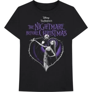 Disney - The Nightmare Before Christmas Purple Heart Unisex Medium T-Shirt - Black