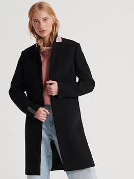 Superdry Ariana Wool Coat - Black, Size 16, Women