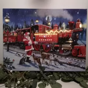 40 x 30cm Fibre Optic Twinkling Santa Express Christmas Battery Wall Art