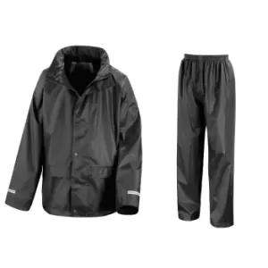Result Core Childrens/Kids Unisex Junior Rain Suit Jacket And Trousers Set (11-12) (Black)