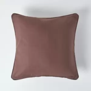 Cotton Plain Chocolate Cushion Cover, 45 x 45cm - Brown - Homescapes
