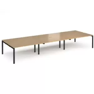 Bench Desk 6 Person Rectangular Desks 4800mm Oak Tops With Black Frames 1600mm Depth Adapt