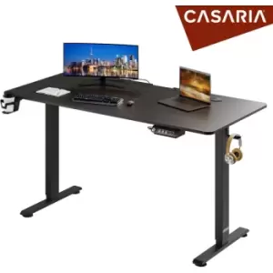 Casaria Height Adjustable Desk With Table Top Electric LCD Display 73-118cm Steel Frame Office Gaming Computer Desk 140cm Grau (de)