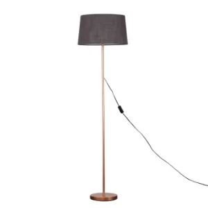 Charlie Copper Floor Lamp with Dark Grey Doretta Shade
