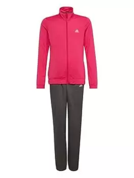 adidas Kids Girls Badge Of Sport Full Zip Tricot Tracksuit - Dark Pink Size 7-8 Years, Women
