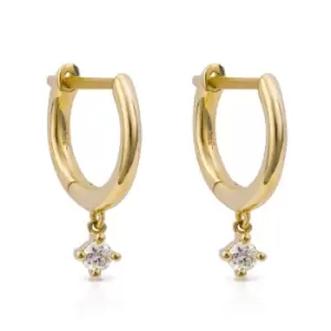 JG Fine Jewellery 9ct Gold Round Diamond Drop Hoop Earrings