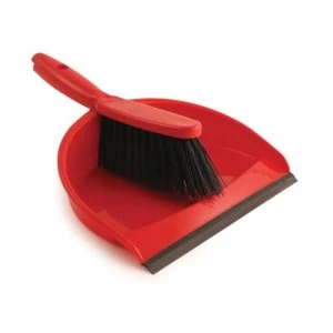 Dustpan And Brush Set Soft Bristles Red