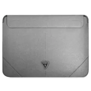 Guess Saffiano Triangle Logo Laptop Sleeve - 13-14 - Silver