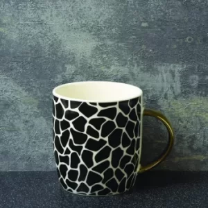 Animal Luxe Barrel Mug with Giraffe Print Black