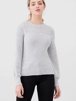 Oasis Bella Blouson Sleeve Sequin Jumper - Pale Grey, Pale Grey, Size L, Women