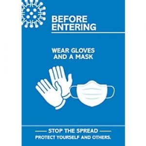 Seco Health & Safety Poster Before entering, wear gloves and a mask Semi-Rigid Plastic 21 x 29.7 cm