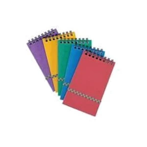 Wirebound Notepad Elasticated Ruled 90gm2 120 Pages 127x76mm Assorted A Pack of 20