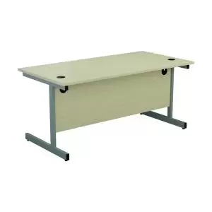 1600 X 800 Single Upright Rectangular Desk Maple-Silver