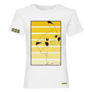 Pokemon Girls 025 Pikachu T-Shirt (3-4 Years) (White)