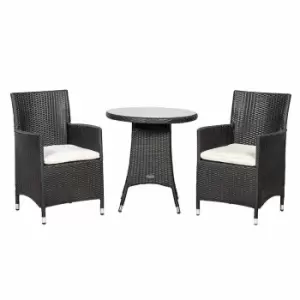 Amir Royalcraft Cannes 2 Seater KD Bistro Set Black Synthetic Rattan - wilko