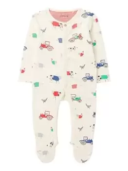 Joules Baby Boys Ziggy Farm Sleepsuit - White, Size Up To 3 Months