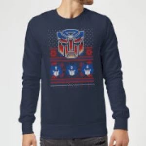Autobots Classic Ugly Knit Christmas Sweatshirt - Navy - 5XL