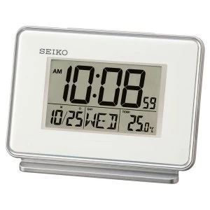 Seiko LCD Dual Alarm Calendar Clock - White