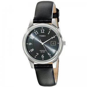 Timex Mens Classic Indiglo Watch with Leather Strap Black