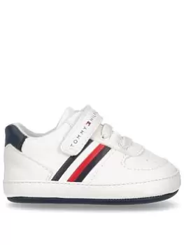 Tommy Hilfiger Baby Lace Up Velcro Trainer - White, Size 3 Younger