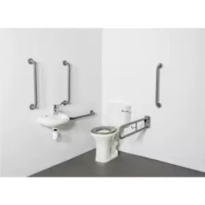 Close coupled Doc M toilet pack stainless steel concealed fixings grey